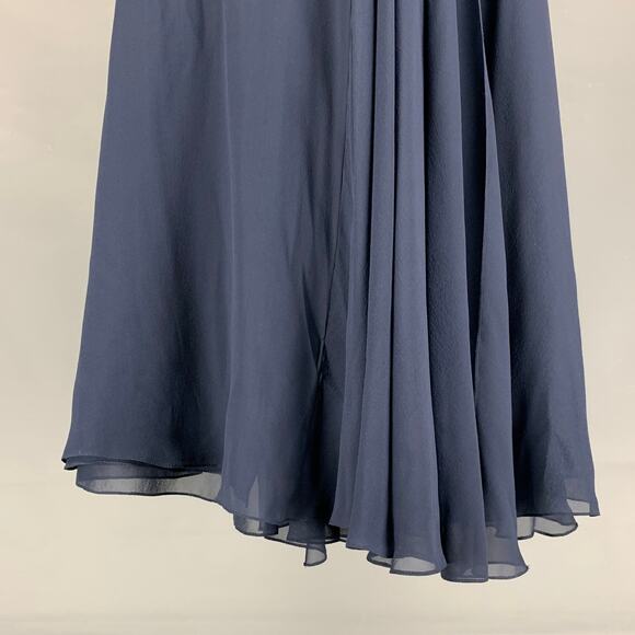 RALPH LAUREN Size 6 Navy Silk Solid Slits Long Skirt - Picture 4 of 8